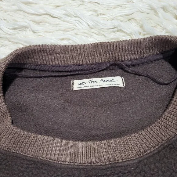 Free People Cozy Camden Sweatshirt Pullover We The Free Fuzzy Brown Walnut XL - Picture 8 of 13